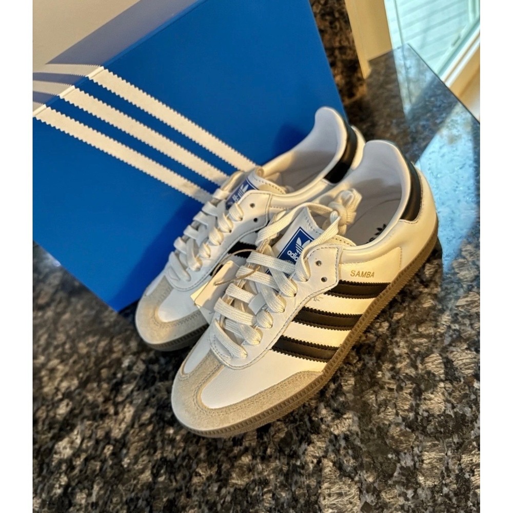 Adidas Samba OG W White Black Granite Gum Sneakers IG9030 Womens Size 6 NEW - Picture 2 of 9